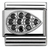 Nomination Classic Silver CZ Black Pavé Pear Shape Charm SALE