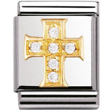 Nomination Big Size Gold CZ White Cross Charm SALE