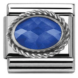 Nomination Classic Silver CZ Twist Oval Blue Charm