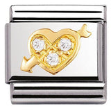 Nomination Classic Gold CZ White Heart with Arrow Charm SALE