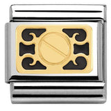 Nomination Classic Gold Enamel Elegance Black Filigree Rivet Charm SALE