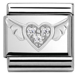 Nomination Classic Silver CZ Heart with Wings Charm