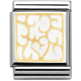 Nomination Big Size Gold Enamel White Filigree Hearts Charm SALE