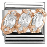Nomination Classic Rose Gold CZ Couture White Marquise Shape Charm