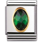 Nomination Big Size Gold Oval Emerald Green CZ Charm SALE