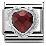 Nomination Classic Silver CZ Twist Heart Red Charm