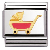 Nomination Classic Gold Enamel Pink Pram Charm