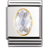 Nomination Big Size Gold Oval White CZ Charm SALE