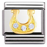 Nomination Classic Gold CZ Baby Blue Horseshoe Charm SALE