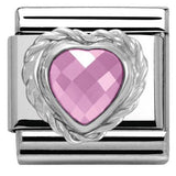 Nomination Classic Silver CZ Twist Heart Baby Pink Charm