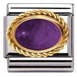Nomination Classic Gold Twist Precious Stone Oval Amethyst Charm