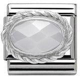 Nomination Classic Silver Twist Precious Stone Oval Faceted White Jade Charm