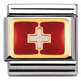 Nomination Classic Gold Enamel Switzerland Flag Charm