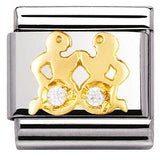 Nomination Classic Gold CZ Zodiac Gemini Charm