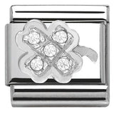 Nomination Classic Silver CZ Four Leaf Clover Charm