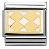 Nomination Classic Gold Enamel White Harlequin Charm SALE