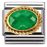 Nomination Classic Gold Twist Oval Emerald Green CZ Charm
