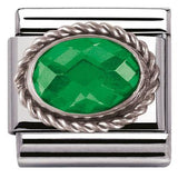 Nomination Classic Silver CZ Twist Oval Green Charm