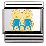Nomination Classic Gold Enamel Blue Boys Brothers Charm