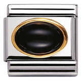 Nomination Classic Gold Precious Stone Oval Black Agate Charm