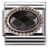 Nomination Classic Silver CZ Twist Oval Black Charm