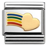 Nomination Classic Gold Enamel Rainbow Heart Charm