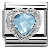 Nomination Classic Silver CZ Twist Heart Baby Blue Charm