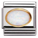 Nomination Classic Gold Precious Stone Oval White Opal Charm