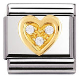 Nomination Classic Gold CZ White Heart Charm