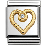 Nomination Big Size Gold CZ White Heart Charm SALE