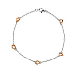 9ct Rose and 9ct White Gold Twist Curb Station Bracelet