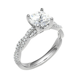 Platinum Diamond Solitaire Brilliant Cut Sparkle Twist Shoulder Ring 0.60ct