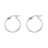 9ct White Gold Square Profile Hoop Earrings 15mm