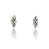 Platinum Diamond Tapered Leaf Stud Earrings 0.07ct
