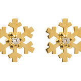 9ct Yellow Gold Petite Snowflake CZ Stud Earrings