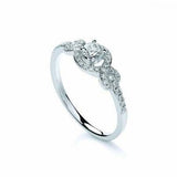 18ct White Gold Diamond Halo Petite Twist Ring 0.23ct