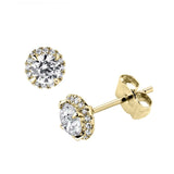 18ct Yellow Gold Diamond Round Halo Stud Earrings 0.42ct