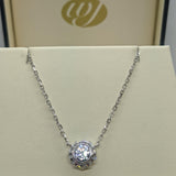 Vintage Design Sterling Silver Deco Halo CZ Necklace*