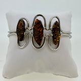 Natural Golden Green Amber Statement Triple Spear Bangle