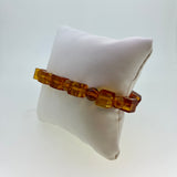 Natural Cognac Amber Stretch Cube Bead Bracelet