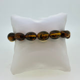 Natural Golden Green Amber Stretch Bead Bracelet