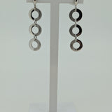 9ct White Gold Striated Circles Drop Earrings