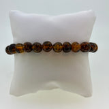 Natural Golden Green Amber Stretch Bead Bracelet