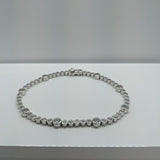 Vintage Design Sterling Silver Alternating Bezels CZ Bracelet