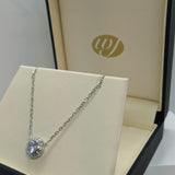 Vintage Design Sterling Silver Deco Halo CZ Necklace*