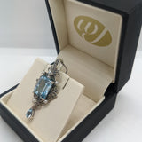 Vintage Design Sterling Silver Bridgerton Blue Topaz Pendant