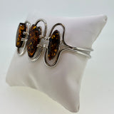 Natural Golden Green Amber Statement Triple Spear Bangle