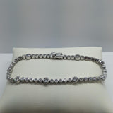 Vintage Design Sterling Silver Alternating Bezels CZ Bracelet