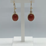9ct Yellow Gold Red Coral Drop Earrings