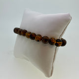Natural Golden Green Amber Stretch Bead Bracelet